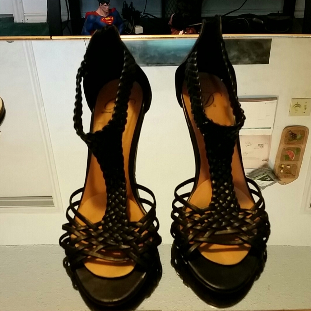 Black high heel shoes
